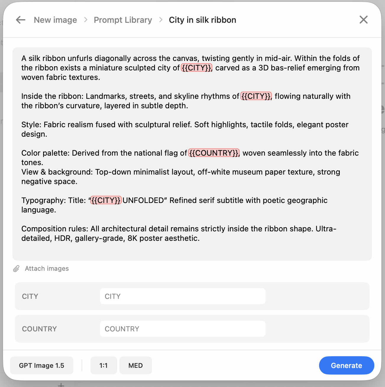 Prompt template interface
